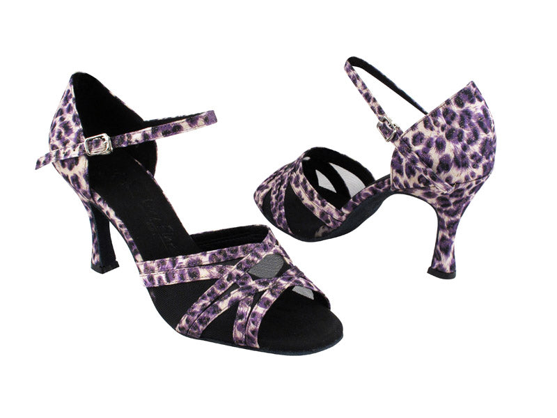 SERA1398 Purple Leopard  &amp; Black Mesh with 3&quot; heel in the photo