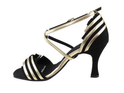 SERA1700 Black Suede &amp; Light Gold Trim