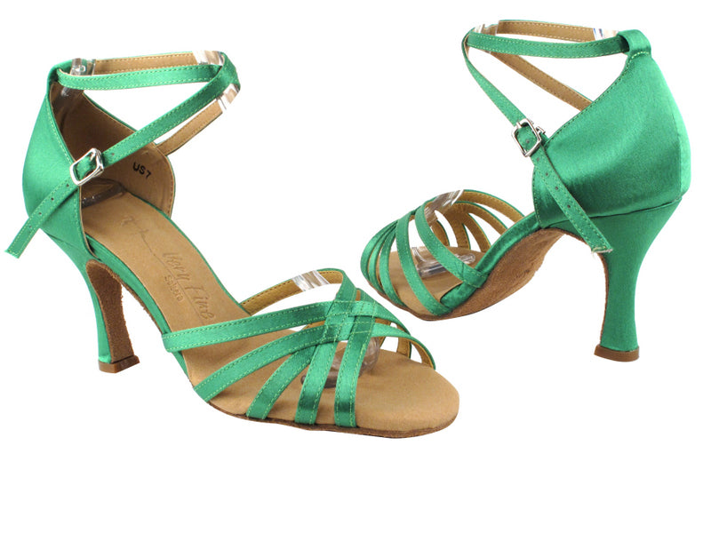 SERA2613 Green Satin with 3&quot; heel in the photo