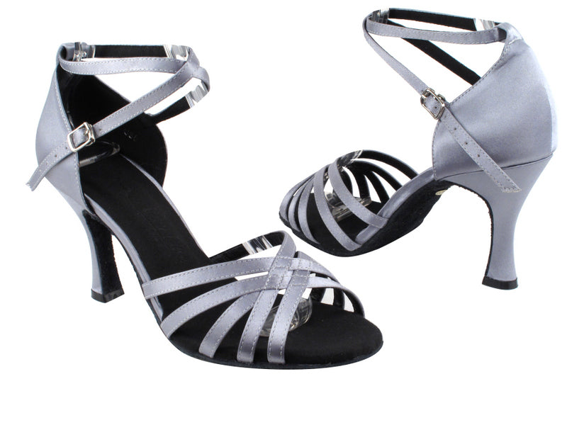 SERA2613 Grey Satin with 3&quot; heel in the photo