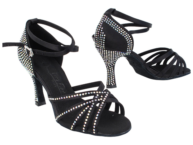 SERA2613CC Black Satin without bottom Rhinestones with 3&quot; Heel (YQG) in the photo