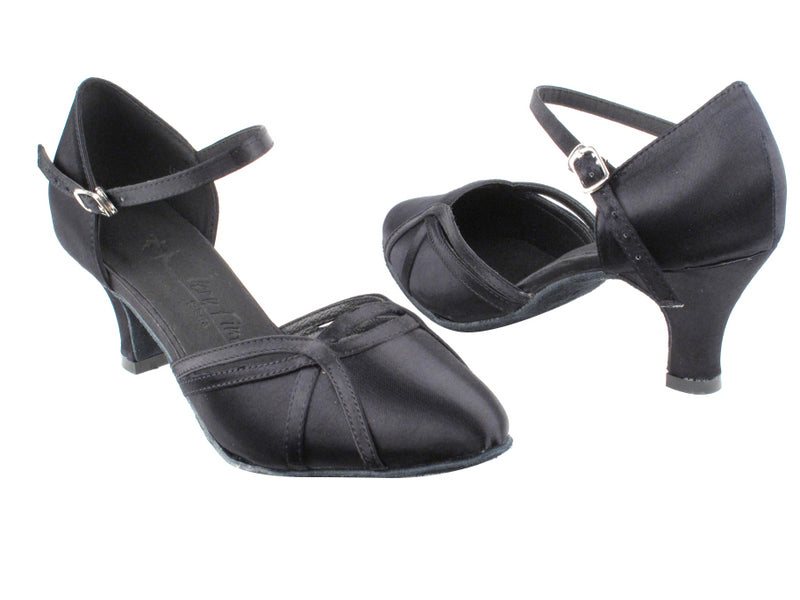 SERA3540 Black Satin with 2.5&quot; low heel in the photo