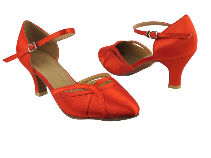 SERA3540 Red Satin with 2.5&quot; low heel in the photo