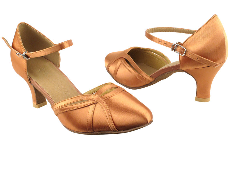 SERA3540 Tan Satin with 2.5&quot; low heel in the photo