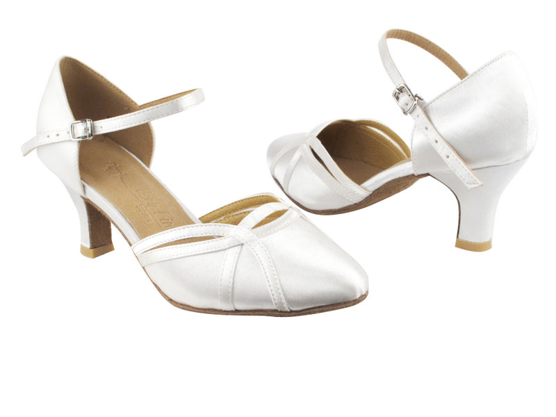 SERA3540 White Satin with 2.5&quot; low heel in the photo