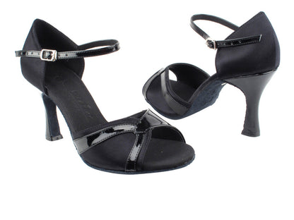 SERA3710 Black Satin &amp; Black Patent Trim with 3&quot; heel in the photo