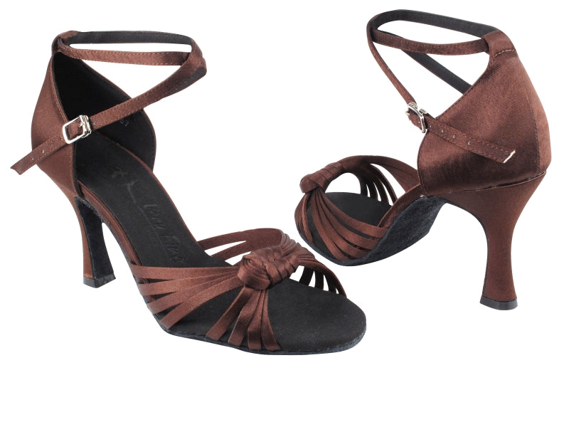 SERA3780 Dark Coffee Satin with 3&quot; heel in the photo