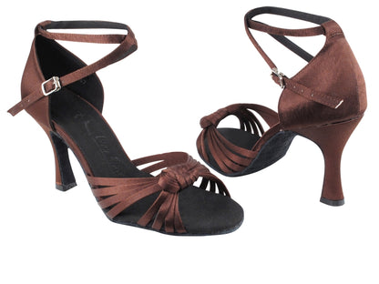 SERA3780 Dark Coffee Satin with 3&quot; heel in the photo