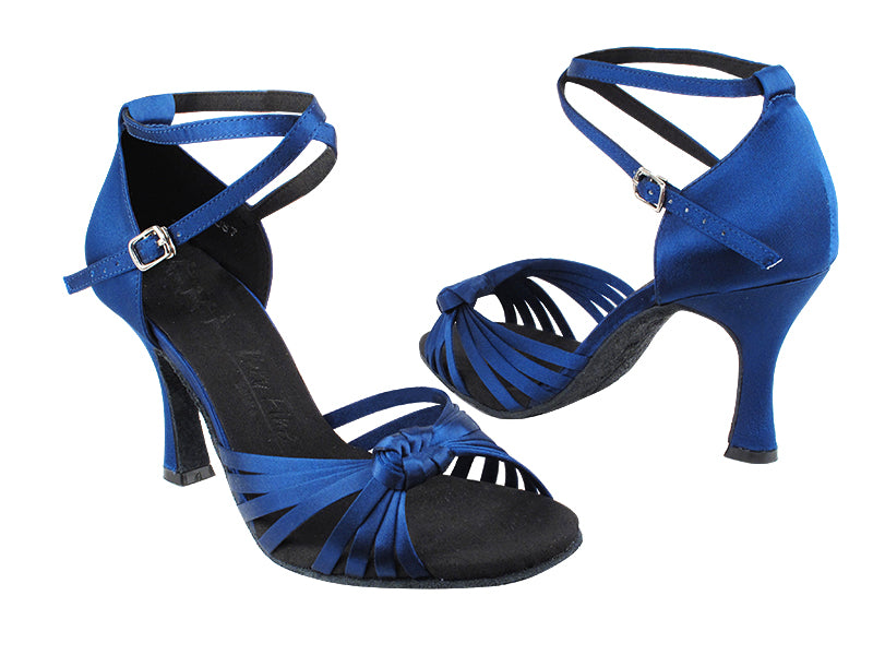 SERA3780 Navy Blue Satin with 3&quot; heel in the photo