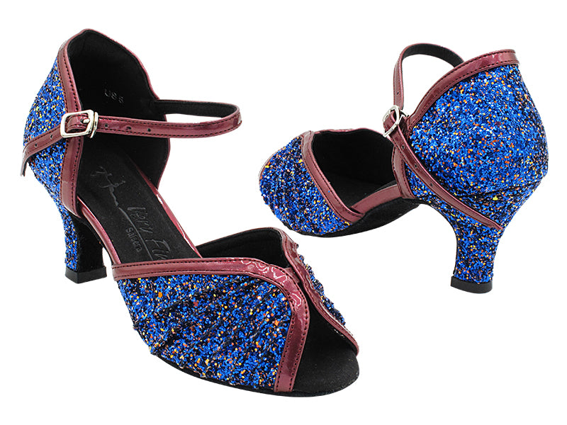 SERA3830 100 Blue Illusion Party Sparkle &amp; Dark Red Trim  with 2.5&quot; Heel (2040) in the photo