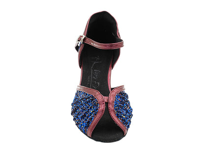 SERA3830 100 Blue Illusion Party Sparkle &amp; Dark Red Trim  with 2.5&quot; Heel (2040) in the photo