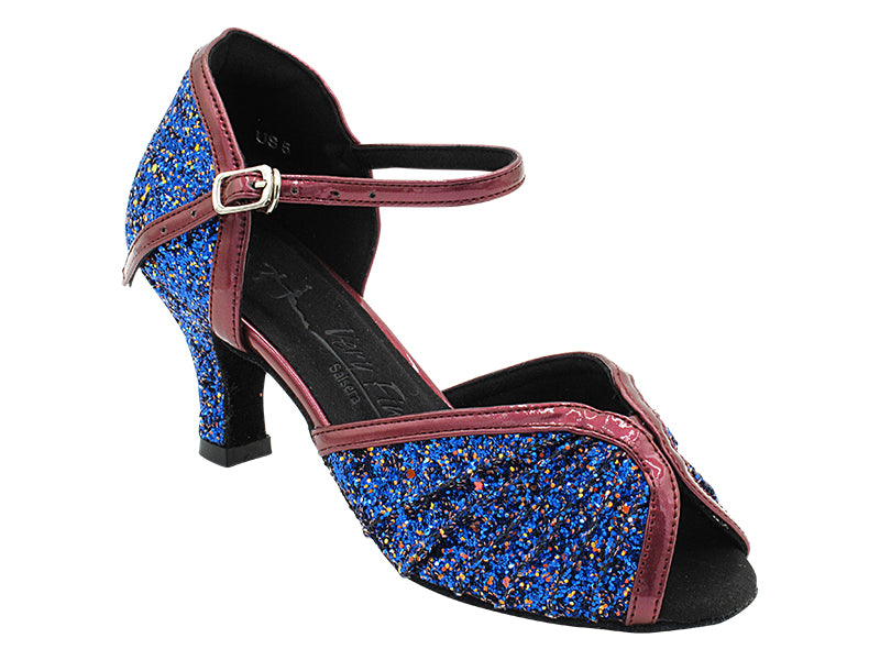 SERA3830 100 Blue Illusion Party Sparkle &amp; Dark Red Trim  with 2.5&quot; Heel (2040) in the photo