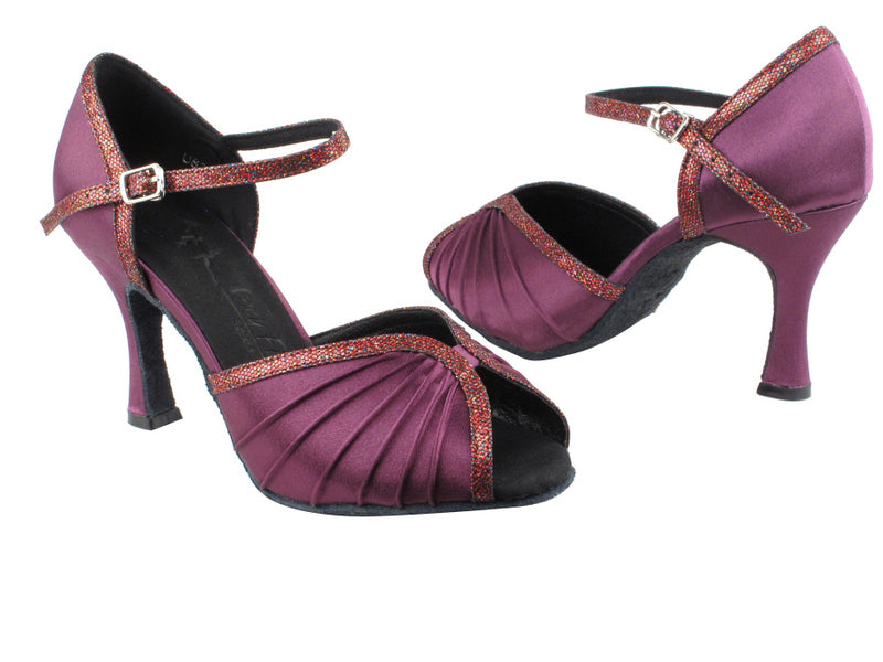 SERA3830 Purple Satin &amp; Purple Scale Trim with 3&quot; heel in the photo