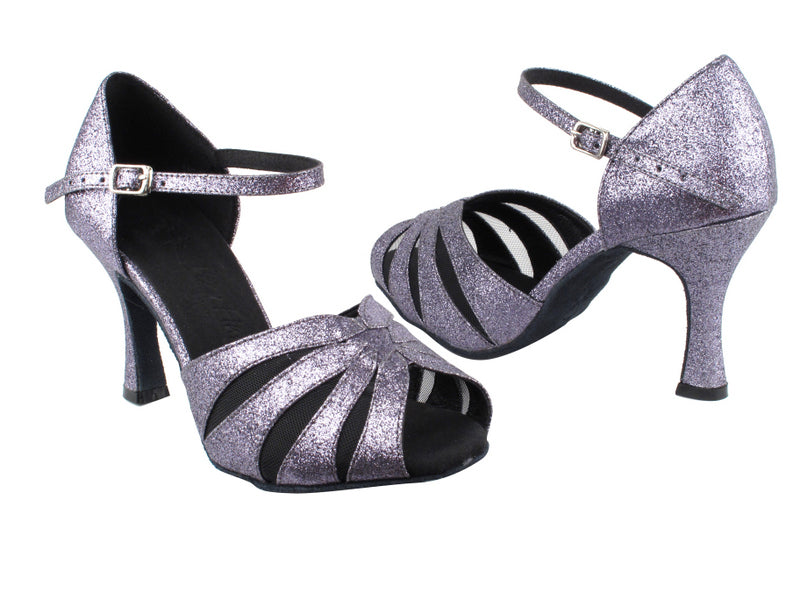 SERA3850 Grey Stardust &amp; Black Mesh with 3&quot; heel in the photo