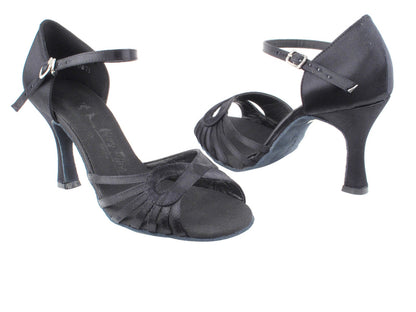 SERA3870 Black Satin with 3&quot; heel in the photo