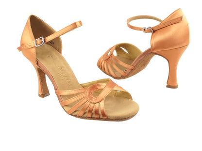 SERA3870 Tan Satin with 3&quot; heel in the photo