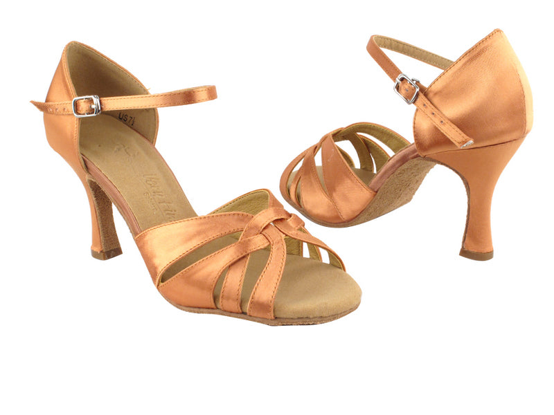 SERA6721 Tan Satin with 3&quot; heel in the photo