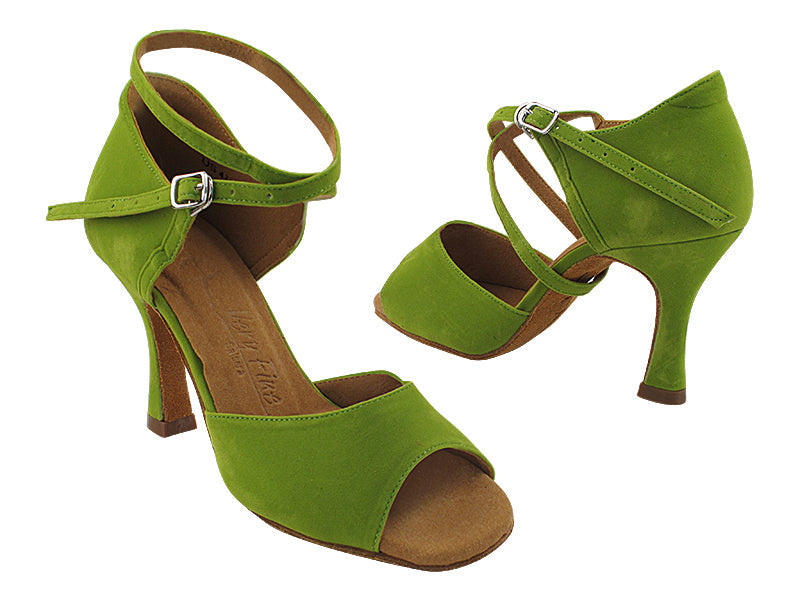 SERA7010 Green Velvet_X-Strap Ankle_Without Bow with 3" Heel (5059) in the photo