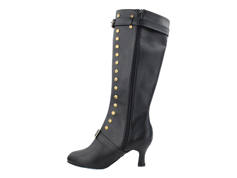 VFBoot SOLON002 Black Leather with 2.5&quot; Spool Heel (PG) in the photo