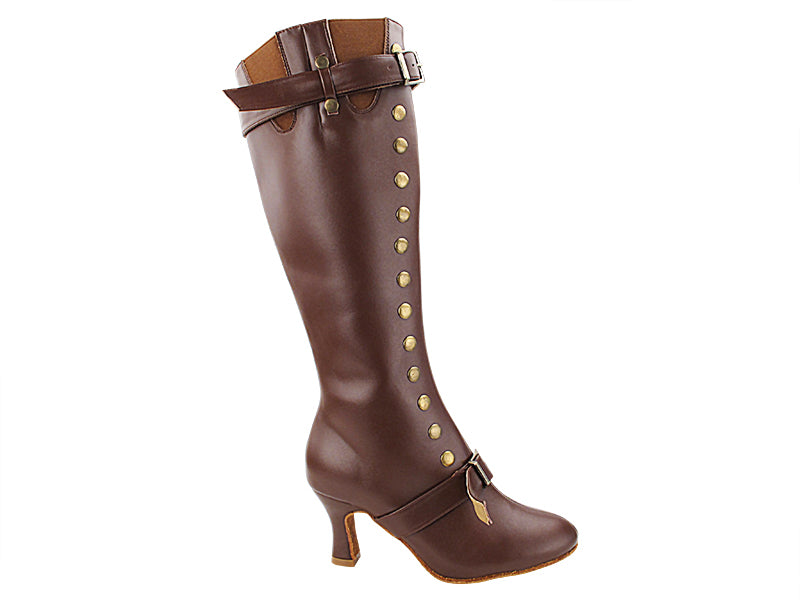 VFBoot SOLON002 Dark Tan Leather with 2.5&quot; Spool Heel (PG) in the photo