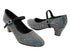 VFCharacter 001CC Black Glitter Satin with 2.3" Thick Cuban Heel in the photo